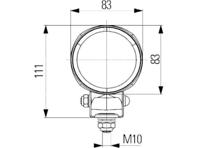 Hella® Arbeitsscheinwerfer "Modul 70 H3", 12 – 24 V, für flood – großflächige, nahe Ausleuchtung, stehend, 1G0 996 176-001