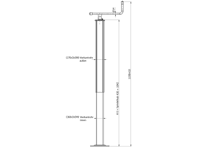 Teleskop-Stützfuß Stützlast 1.000 kg, Höhe 760 - 1.190 mm, Hub 430 mm, mit Handkurbel, mit Lager