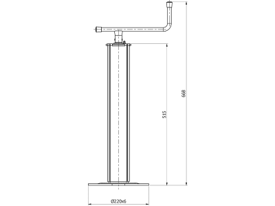 Teleskop-Stützfuß Stützlast 1.200 kg, Höhe 668 – 968 mm, Hub 300 mm, mit Handkurbel, ohne Lager