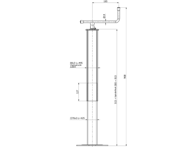 Teleskop-Stützfuß Stützlast 1.200 kg, Höhe 668 – 968 mm, Hub 300 mm, mit Handkurbel, ohne Lager