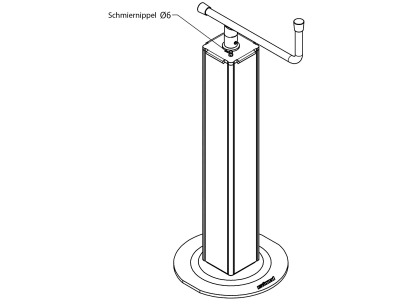 Teleskop-Stützfuß Stützlast 1.200 kg, Höhe 668 - 968 mm, Hub 300 mm, mit Handkurbel, ohne Lager