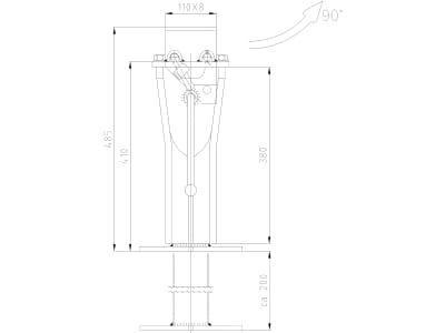Teleskop-Stützfuß Stützlast 4,0 t, Höhe 485 – 685 mm, Hub 200 mm, mit Getriebkurbel Teleskop-Stützfuß Stützlast 4,0 t, Höhe 485 – 685 mm, Hub 200 mm, mit Getriebkurbel