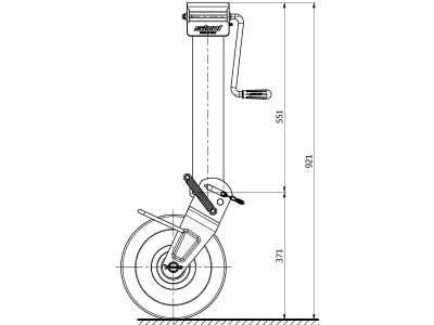 Stützrad Stützlast 2,0 t, Höhe 921 - 1.221 mm, Hub 300 mm, für landwirtschaftliche Anhänger