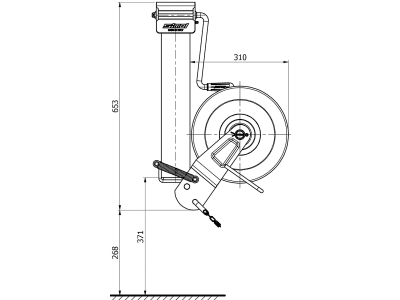 Stützrad Stützlast 2,0 t, Höhe 921 – 1.221 mm, Hub 300 mm, für landwirtschaftliche Anhänger Stützrad Stützlast 2,0 t, Höhe 921 – 1.221 mm, Hub 300 mm, für landwirtschaftliche Anhänger