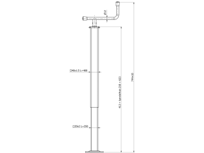 Teleskop-Stützfuß Stützlast 200 kg, Höhe 534 – 744 mm, Hub 210 mm, mit Handkurbel, ohne Lager