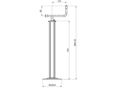 Teleskop-Stützfuß Stützlast 300 kg, Höhe 596 - 851 mm, Hub 255 mm, mit Handkurbel, ohne Lager