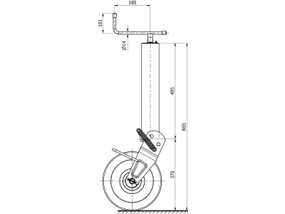 Stützrad Stützlast 1,5 t, Höhe 865 - 1.170 mm, Hub 305 mm, für landwirtschaftliche Anhänger