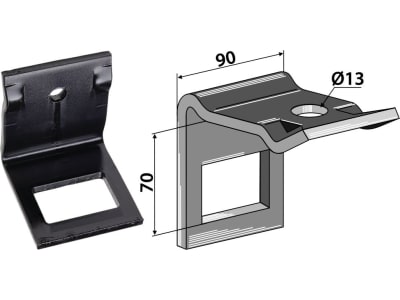 Industriehof® Zinkenhalter "D" für Federzinken 60 x 12 mm, Passender Rahmen 60 x 60 mm für universal, 1.HH17-3935