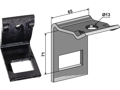 Industriehof® Zinkenhalter "D" für Federzinken 45 x 12 mm, Passender Rahmen 60 x 60 mm für universal, 1.HH242-6060