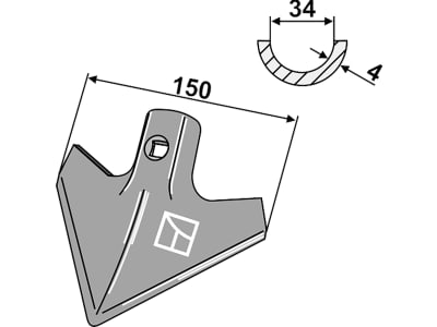 Industriehof® Hackschar, Arbeitsbreite 150 mm, Arbeitswinkel 40 ° für Carre', Hatzenbichler, 1.KH2