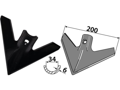 Industriehof® Hackschar universal, Arbeitsbreite 200 mm, Arbeitswinkel 40 °, Stärke 6 mm, 1.KH6