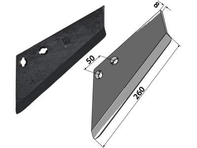 Industriehof® Scharflügel links, 260 mm, Abstand Bohrungen 50 mm für Sicam/Rau, 101.RAU-02L