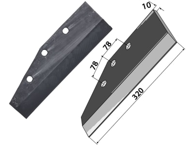 Industriehof® Scharflügel links/rechts, 320 mm , Abstand Bohrungen 78 mm für Frost, Kverneland (altes Modell)