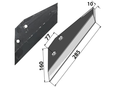 Industriehof® Scharflügel rechts, 285 mm , Abstand Bohrungen 77 mm für Frost (neues Modell), 101.51842