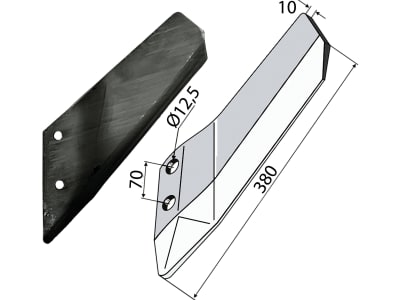 Industriehof® Scharflügel rechts, 380 mm, Abstand Bohrungen 70 mm für Lemken Smaragd, 101.3374420