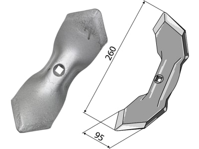 Industriehof® Spitzschar 260 x 95 x 8 mm für Schwergrubberstiele, 101.40.030-8