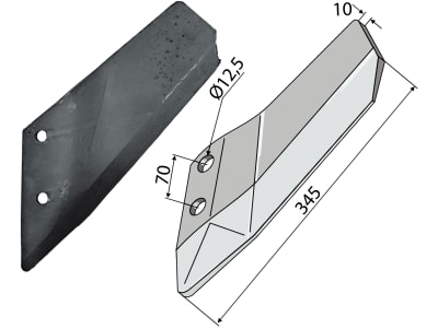 Industriehof® Scharflügel links/rechts, 345 mm, Abstand Bohrungen 70 mm für Amazone/BBG Pegasus; Lemken Smaragd Industriehof® Scharflügel links/rechts, 345 mm, Abstand Bohrungen 70 mm für Amazone/BBG Pegasus; Lemken Smaragd
