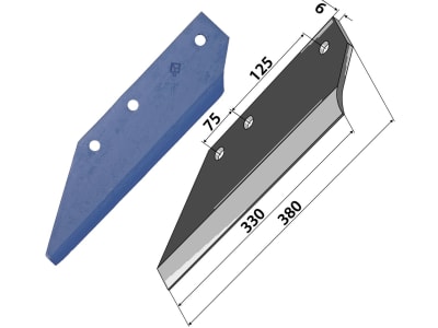 Industriehof® Scharflügel links/rechts, 380 mm, Abstand Bohrungen 75 – 125 mm für Kverneland