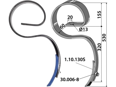 Industriehof® Kultureggenzinken 530 x 10 mm für Väderstad, 1.1136