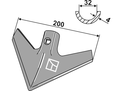 Industriehof® Hackschar universal, Arbeitsbreite 200 mm, Arbeitswinkel 40 °, Stärke 4 mm, 1.KH4 Industriehof® Hackschar universal, Arbeitsbreite 200 mm, Arbeitswinkel 40 °, Stärke 4 mm, 1.KH4