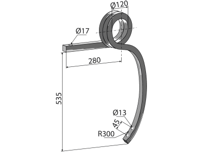 Industriehof® Schwergrubberstiel rechts, 535 x 30 x 30 mm, für universal, 101.304581