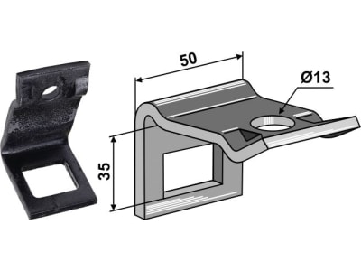 Industriehof® Zinkenhalter "D" für Federzinken 32 x 10 mm mit Verstärkungsfeder 32 x 10 mm, Passender Rahmen 50 x 15 mm für universal, 1.HH17-3109