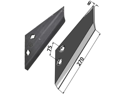 Industriehof® Scharflügel links/rechts, 270 mm, Abstand Bohrungen 75 mm für Landsberg, Pöttinger Industriehof® Scharflügel links/rechts, 270 mm, Abstand Bohrungen 75 mm für Landsberg, Pöttinger