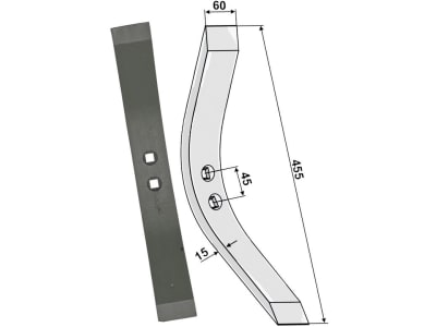 Industriehof® Schmalschar "A6", 455 x 60 mm für Schwergrubberstiele, Lemken Thorit, Achat, Achat 70, Achat 9, 101.LEM-03