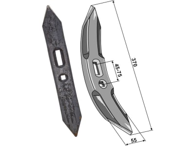 Industriehof® Spitzschar 370 x 55 x 15 mm für Amazone/BBG, 101.1163