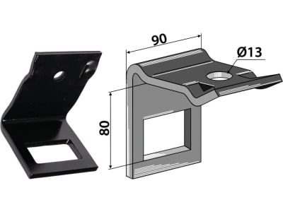 Industriehof® Zinkenhalter "D" für Federzinken 60 x 12 mm mit Verstärkungsfeder 60 x 10 mm, Passender Rahmen 60 x 60 mm für universal, 1.HH17-3945