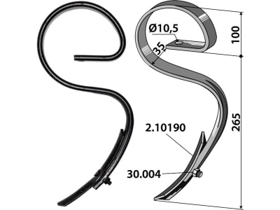 Industriehof® Garezinken "ZJ65" 365 x 10 mm, Garezinken und Grubberstiele, universal, 2.1022