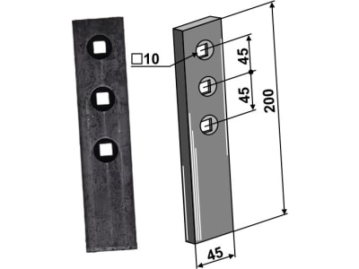 Industriehof® Verschleißteil gerade 200 x 45 x 10 mm für Väderstad, 10.1045-1