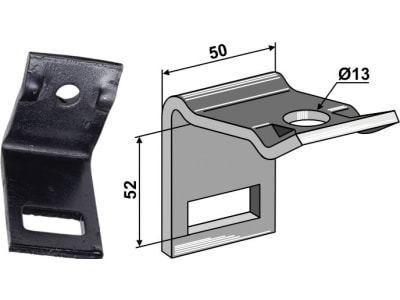 Industriehof® Zinkenhalter "D" für Federzinken 32 x 12 mm, Passender Rahmen 40 x 40 mm für universal, 1.HH17-3415