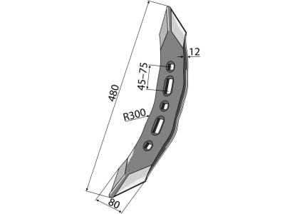 Industriehof® Scharspitze 480 x 80 x 12 mm, für Huard/Kuhn, 101.015067 Industriehof® Scharspitze 480 x 80 x 12 mm, für Huard/Kuhn, 101.015067