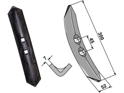 Industriehof® Spitzschar 300 x 52 x 7 mm für Köckerling, Väderstad, 101.302111