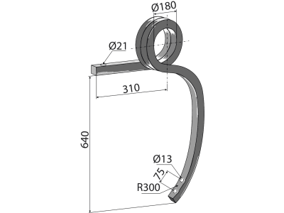 Industriehof® Schwergrubberstiel links, 680 x 40 x 40 mm, für universal, 101.304671