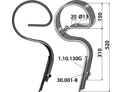 Industriehof® Kultureggenzinken "Jackpot" gerade 520 x 12 mm für universal, 1.1517