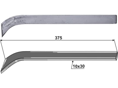 Industriehof® Schwergrubberstiel 375 x 30 x 10 mm, Arbeitswinkel 38 °, für Fendt, Heywang, Rau, Stoll (Dehne), 1.10.1019