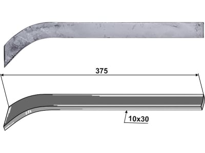 Industriehof® Schwergrubberstiel 375 x 30 x 10 mm, Arbeitswinkel 28 °, für Fendt, Heywang, Rau, Stoll (Dehne), 1.10.1021