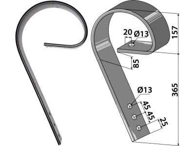 Industriehof® Schleppzinken 522 x 10 mm, ohne Verschleißteil, für Dal-Bo, Doublet Record, HE-VA, 10.1052