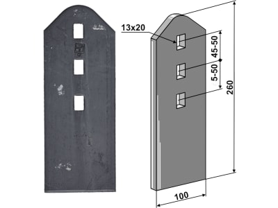 Industriehof® Verschleißteil 260 x 100 x 8 mm für Dal-Bo, Doublet-Record, HE-VA, Väderstad, 101.IND-202