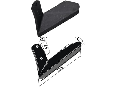 Industriehof® Scharflügel links/rechts, 235 mm, Abstand Bohrungen 65 mm für Kuhn Industriehof® Scharflügel links/rechts, 235 mm, Abstand Bohrungen 65 mm für Kuhn