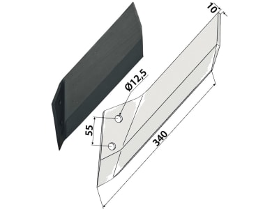 Industriehof® Scharflügel links, 340 mm, Abstand Bohrungen 55 mm für Lemken Kristall, 101.IND-1072L