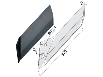 Industriehof® Scharflügel links, 370 mm, Abstand Bohrungen 55 mm für Lemken Kristall, 101.IND-1073L