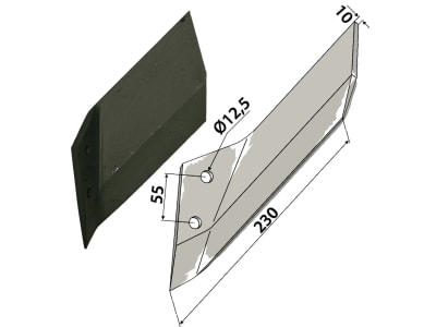 Industriehof® Scharflügel links/rechts, 230 mm, Abstand Bohrungen 55 mm für Lemken Karat Industriehof® Scharflügel links/rechts, 230 mm, Abstand Bohrungen 55 mm für Lemken Karat