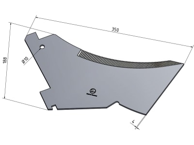 MWS Ladewagenmesser, 350 x 188 x 4 mm für Taarup, Vergl. Nr. 63.117.400