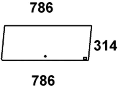 Türscheibe, klar, vorn oben, für Case IH 433, 533, 633, 733, 833, 933, Kabine Silent S3