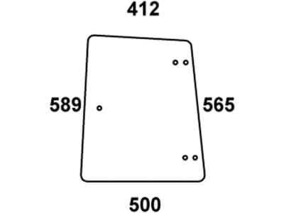 Seitenscheibe, klar, links/rechts, Bohrungen 5, für Fendt Farmer 240 S, 250 S, 260 S, 275 S, 280 S
