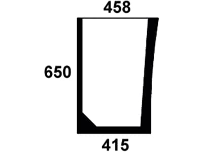 Frontscheibe grün, unten rechts, Siebdruck, geklebt, für Traktor Case IH CX, MXC; McCormick CX, MC, MTX