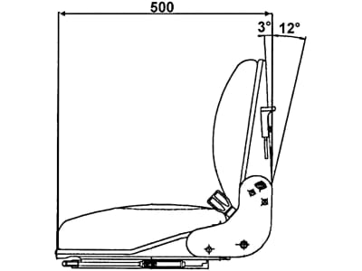 Staplersitz "ST 12" mechanisch gefedert, in Rückenlehne, mit/ohne Sitzkontaktschalter, PVC-Kunstleder, schwarz Staplersitz "ST 12" mechanisch gefedert, in Rückenlehne, mit/ohne Sitzkontaktschalter, PVC-Kunstleder, schwarz